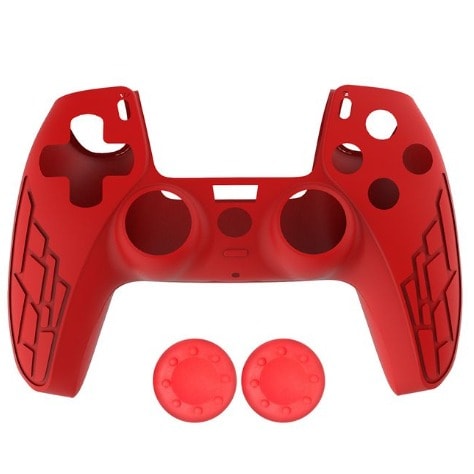 Silicone Case Skin Protective Covers With Thumb Grips Joystick For Ps5 Controller -red