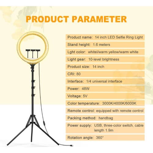Led Ring Fill Light 14 Inches With Tripod Stand And Different Colorful Selfie Lights