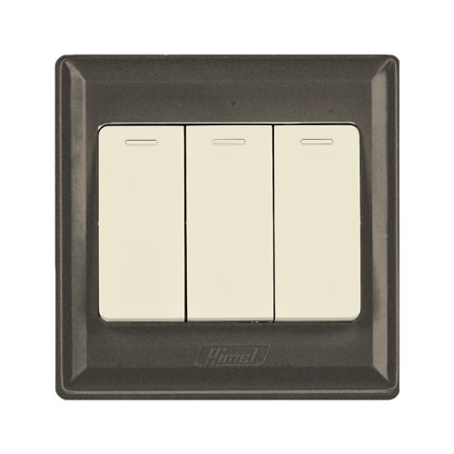 Himel - Switch - Advanced Series - 10Ax - 250V - 3 Gangs - 2Way||HWDA3S2B - Brown