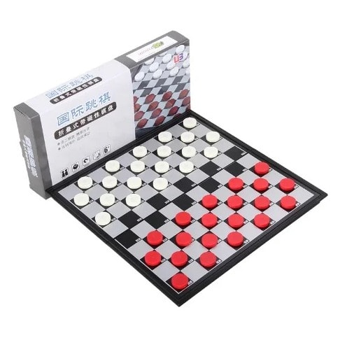 Foldable & Magnetic Checkers Board Game