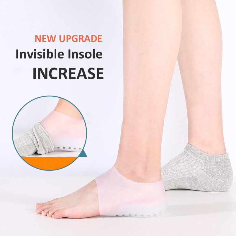 Silicone Invisible Height Increase Insole Lift New Upgrade Soft Socks Shoes Pad For Men Women