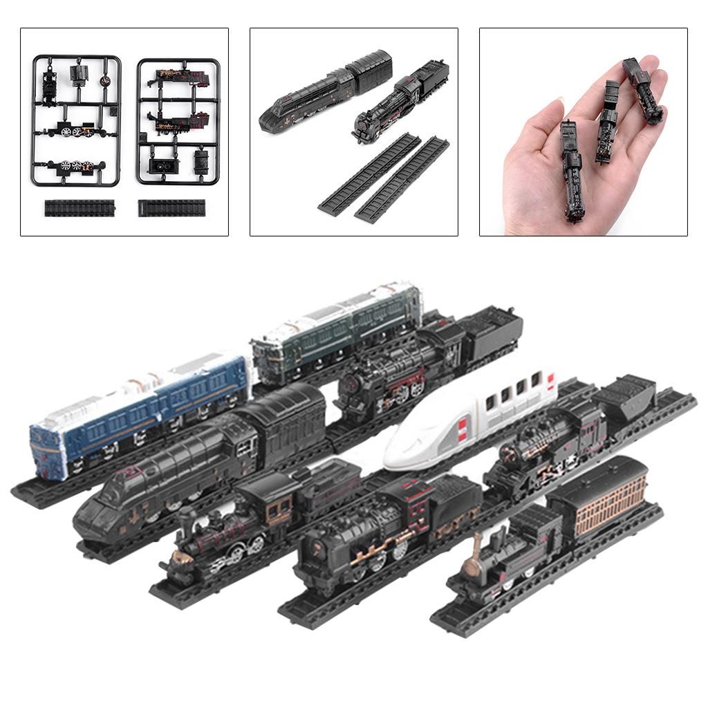 9pcs/set Train Model Toys DIY Lotomotive Freight With