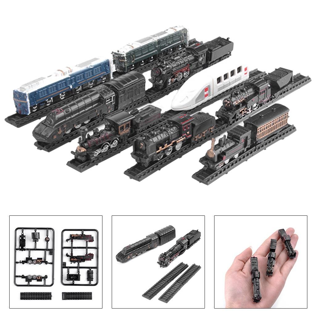 9pcs/set Train Model Toys DIY Lotomotive Freight With