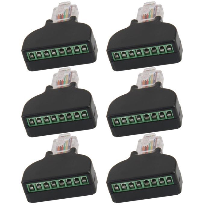 6Pcs RJ45 Male Plug To 8 Pin Screw Terminal Adapter Block Connector