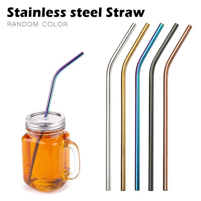 3pcs Multicolor Reusable Stainless Steel Straws