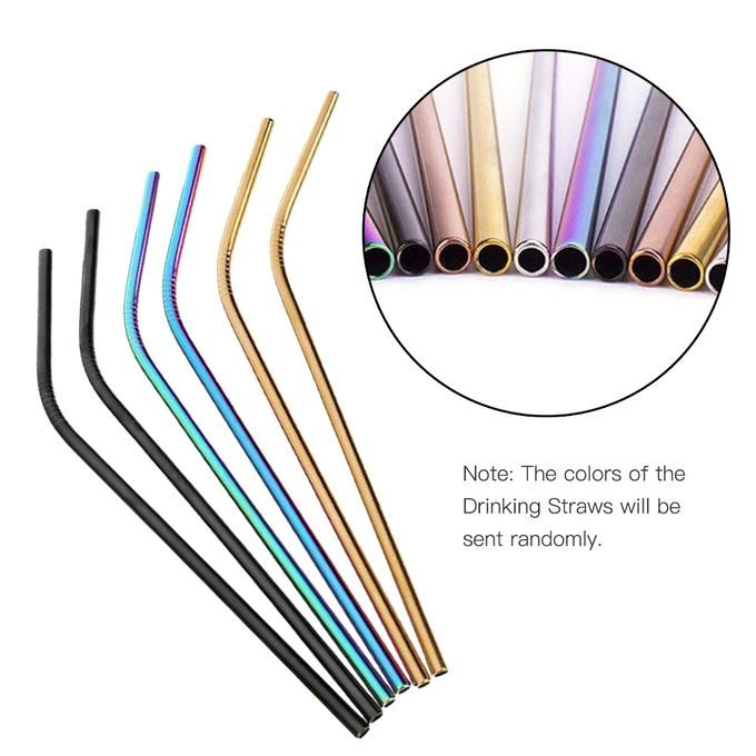 3pcs Multicolor Reusable Stainless Steel Straws