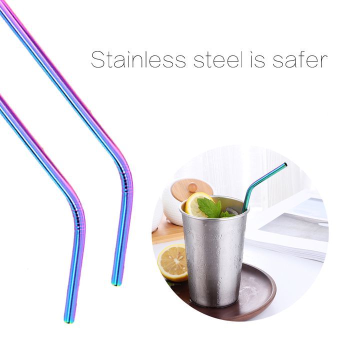 3pcs Multicolor Reusable Stainless Steel Straws