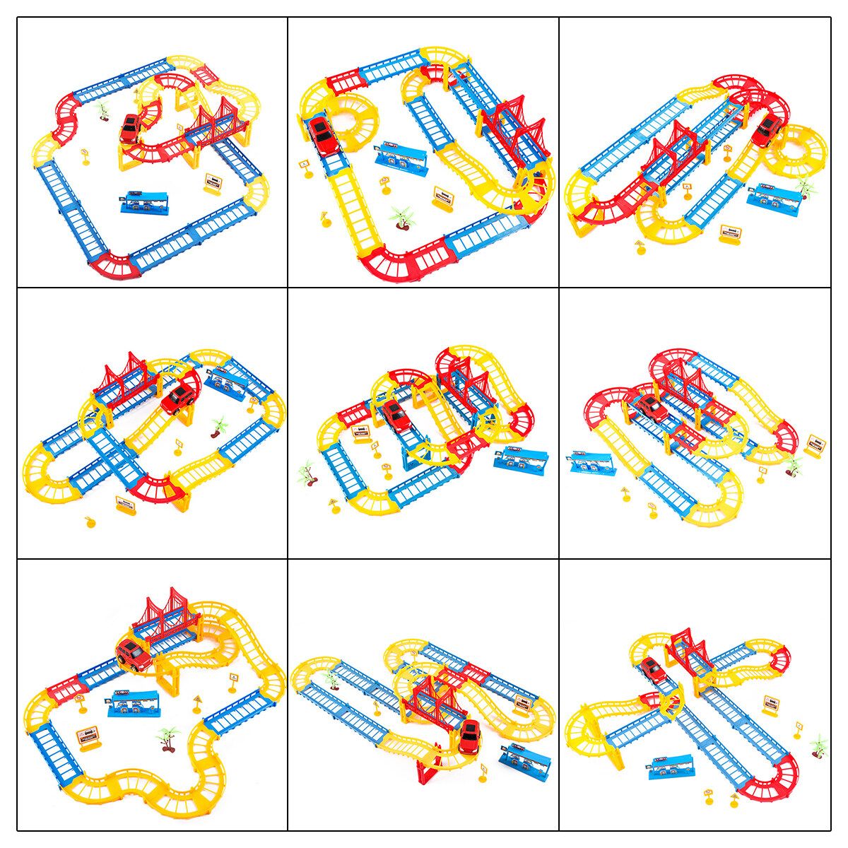 45pcs Multi-layer Rail Car Toy Set DIY Town Track Playset Kids Train Toy Gift Multicolor