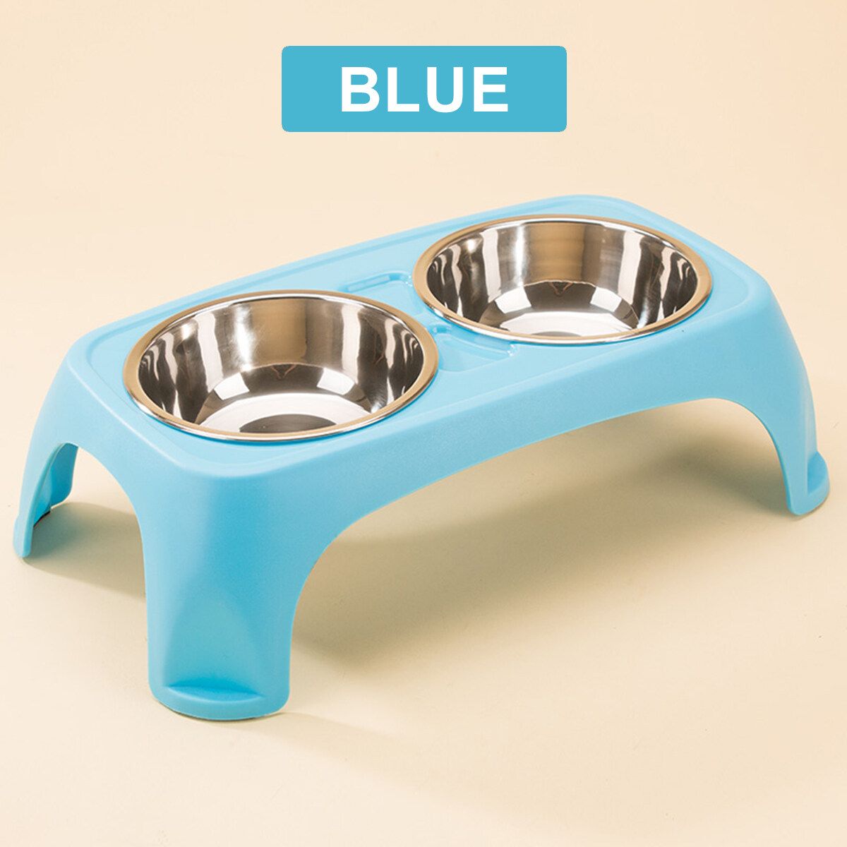 Twin Dog/Puppy/Cat Wet & Dry Feeding Bowl Stand Food/Water-small Blue