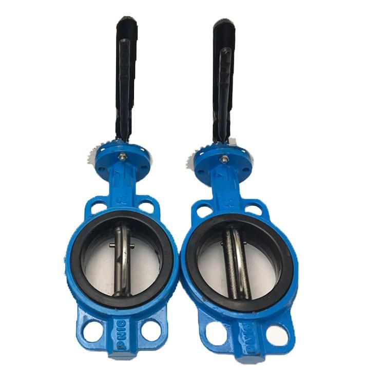 D71X-16P Handle Folding Butterfly Bamper Soft Sealed Ductile Cast Iron Manual Wafer Type Disc Valve Stainless Steel Plate 2-Inch