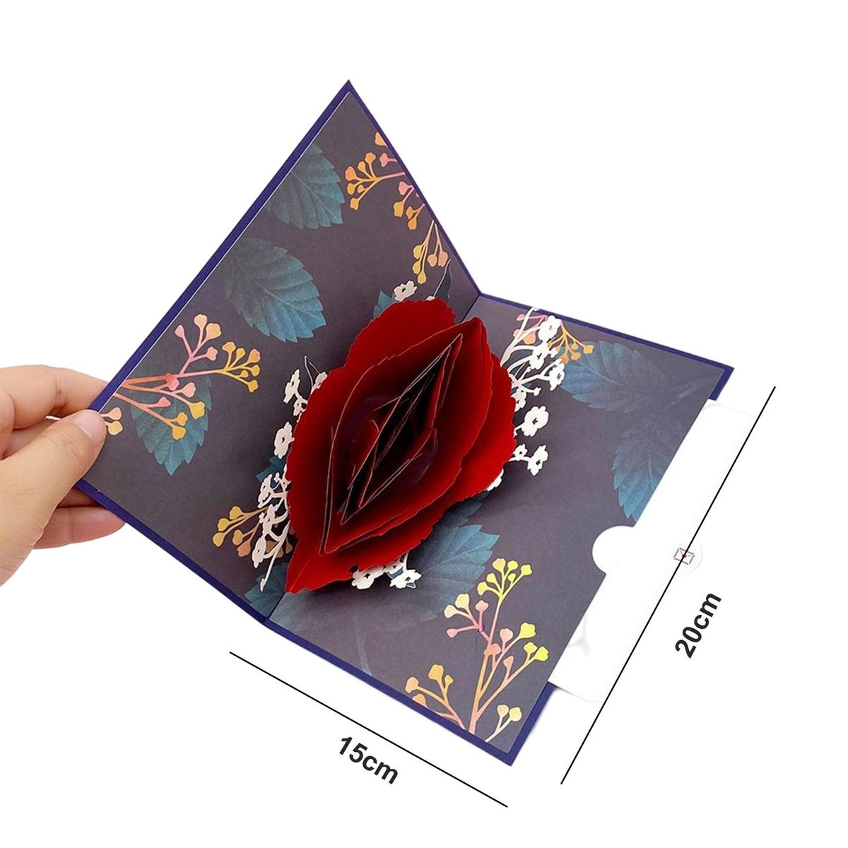 1 Set Holiday Card 3D Rose Happy Mothers Day Card Red