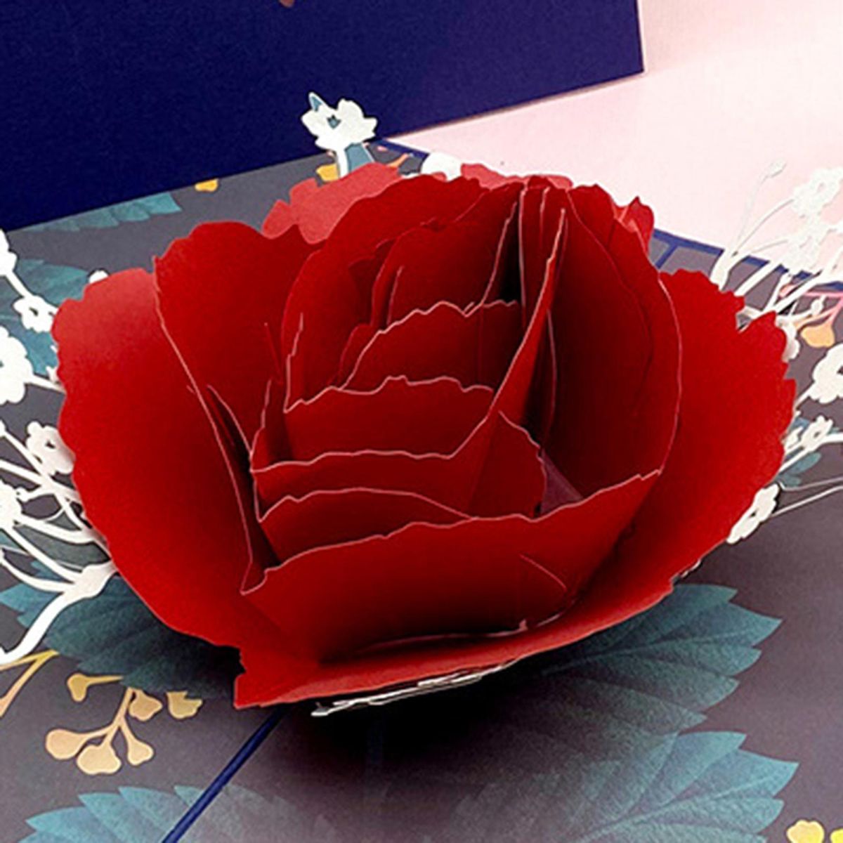 1 Set Holiday Card 3D Rose Happy Mothers Day Card Red