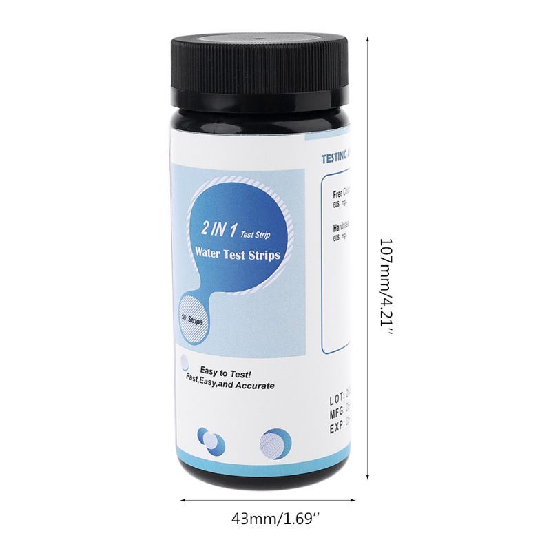 50pcs Water Test Strips Free Chlorine Hardness For Pool, Spa, Drinking, Aquarium