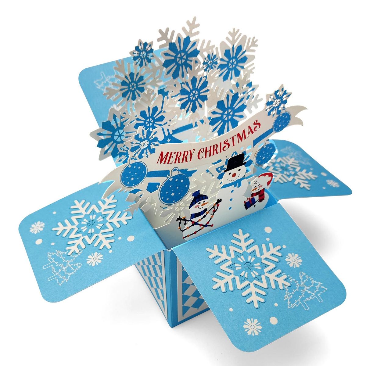 Personalized Greeting Card 3d Christmas Greeting Card Santa Claus Blue