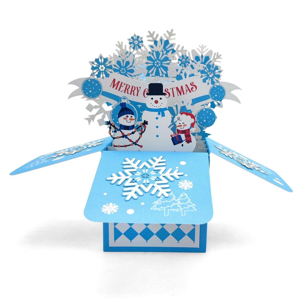 Personalized Greeting Card 3d Christmas Greeting Card Santa Claus Blue