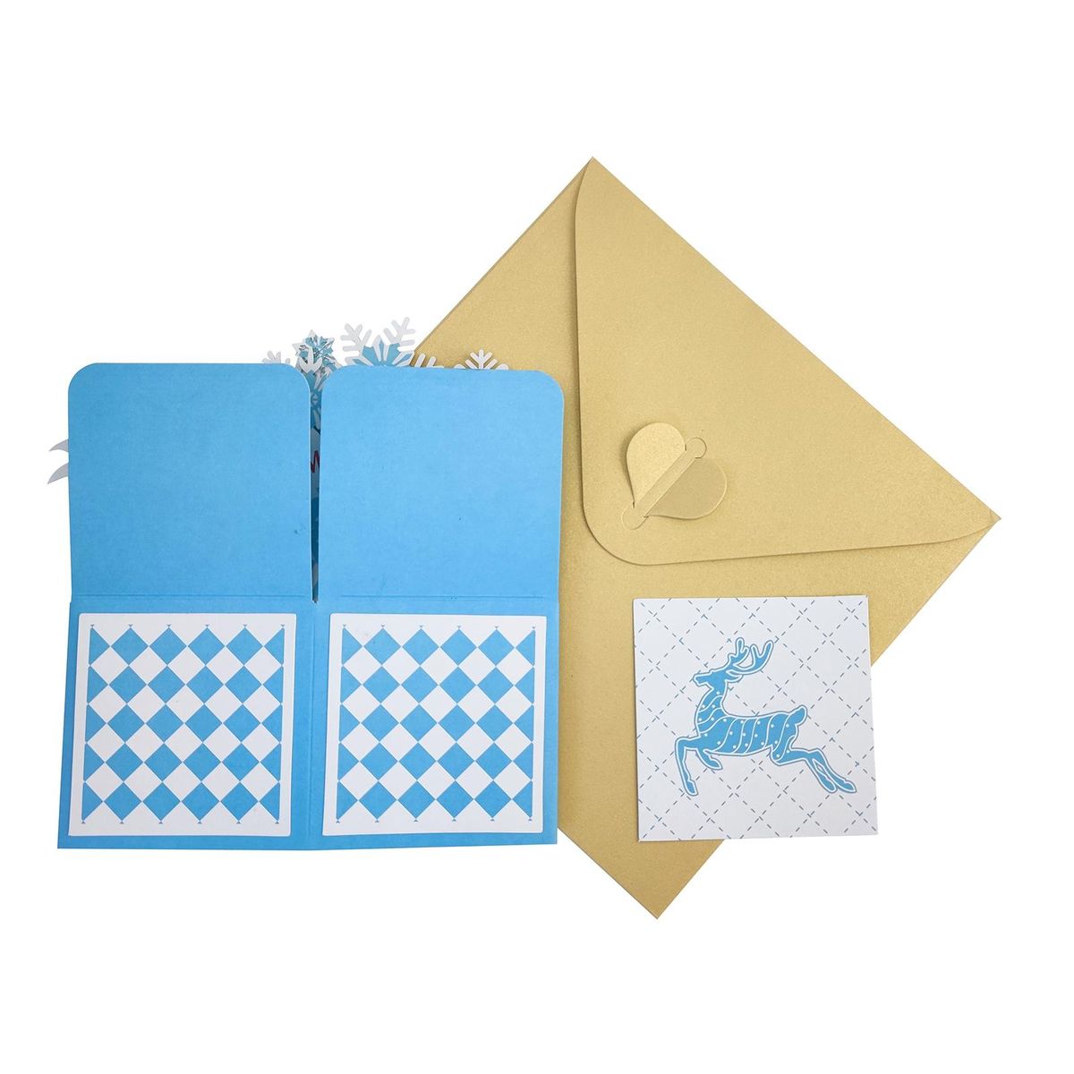 Personalized Greeting Card 3d Christmas Greeting Card Santa Claus Blue