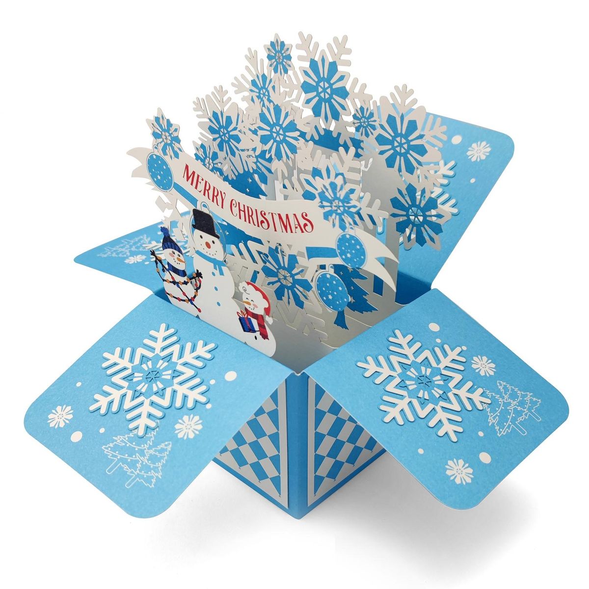 Personalized Greeting Card 3d Christmas Greeting Card Santa Claus Blue