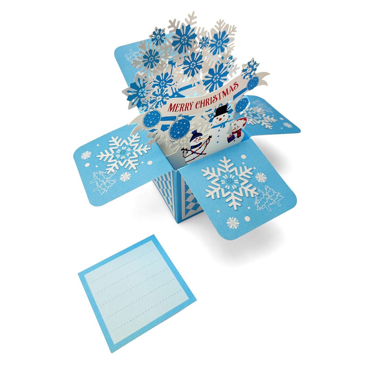 Personalized Greeting Card 3d Christmas Greeting Card Santa Claus Blue