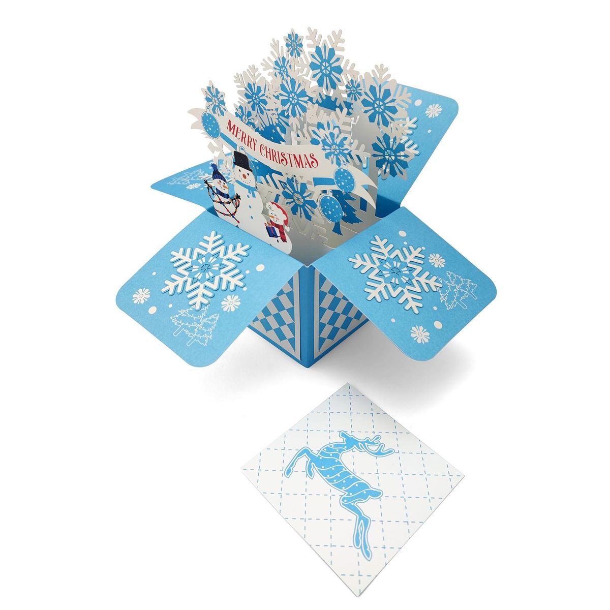 Personalized Greeting Card 3d Christmas Greeting Card Santa Claus Blue