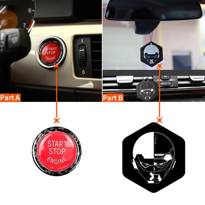 2Pcs Car Start Stop Button Stickers With Fragrance Table-Red