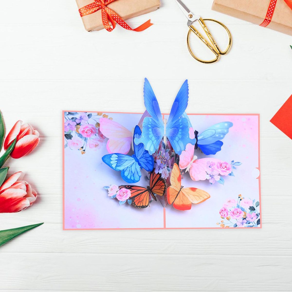 Unique 3d Pop-up Card Vibrant 3d Butterfly Flower Pop-up for Birthdays