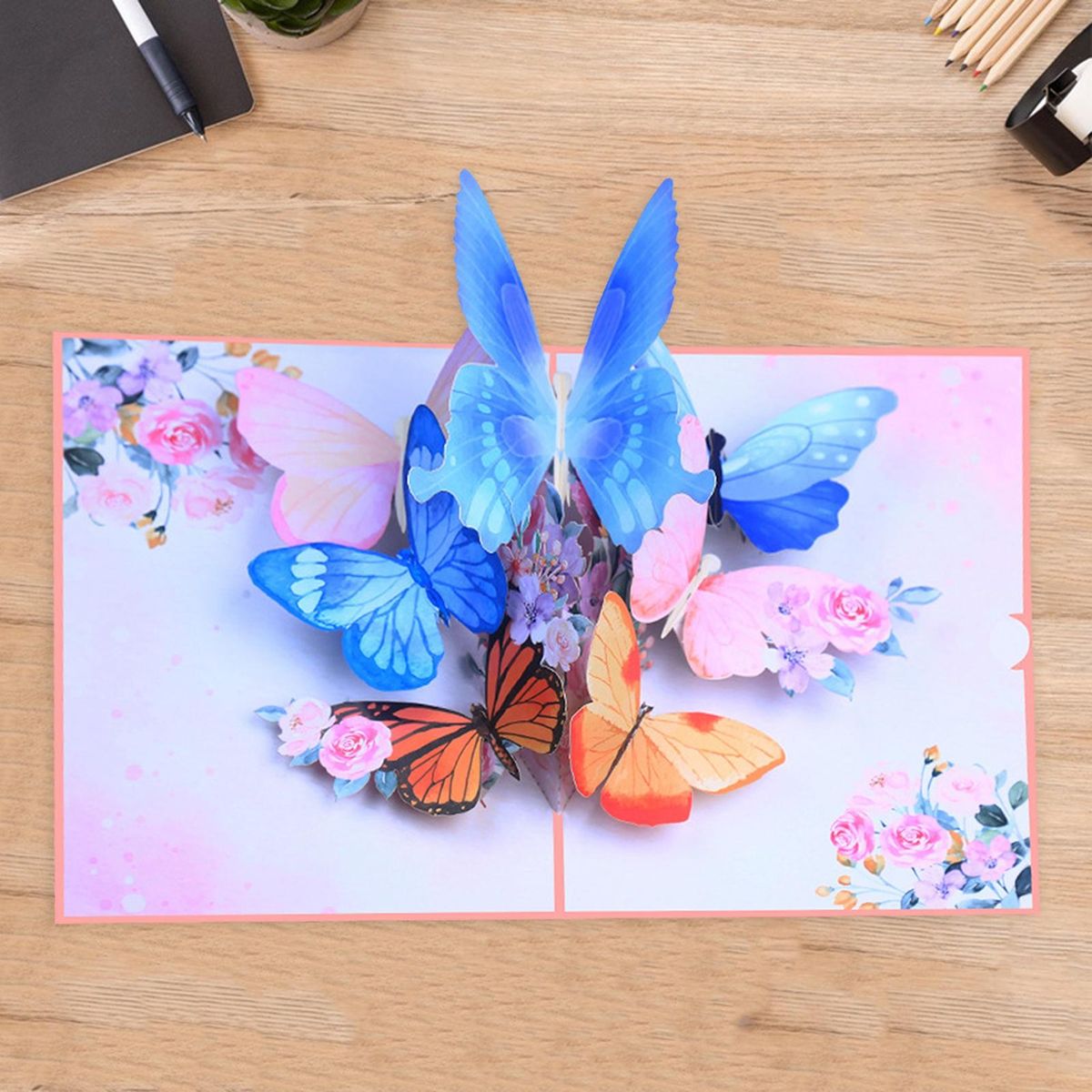 Unique 3d Pop-up Card Vibrant 3d Butterfly Flower Pop-up for Birthdays