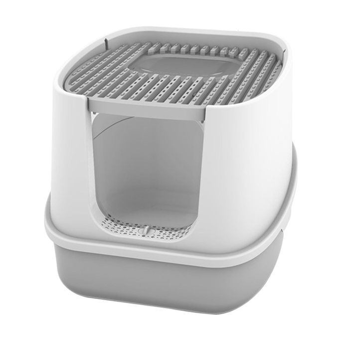 Cat Litter Box Fully Enclosed Reuse Bedpan Splash Proof Basin Gray M