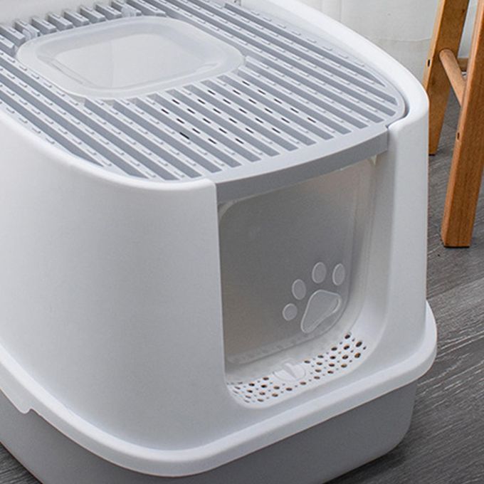 Cat Litter Box Fully Enclosed Reuse Bedpan Splash Proof Basin Gray M