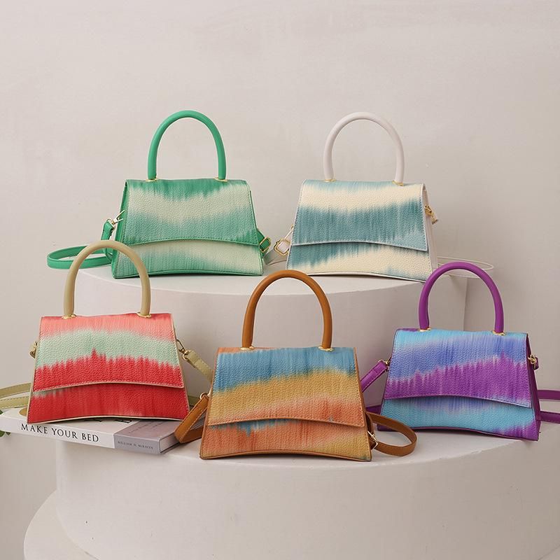 Women's Gradient Tie Dye Fedora and Bag Set Large Chain Jazz Cap Retro Luxury Fashion Hat Simple Grace Wide Brim Hat 2022 New