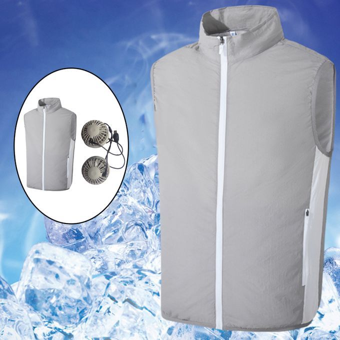 Wearable Fan Air Circulation USB Rechargeable Portable Light Gray XXL