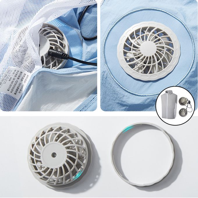 Wearable Fan Air Circulation USB Rechargeable Portable Light Gray XXL