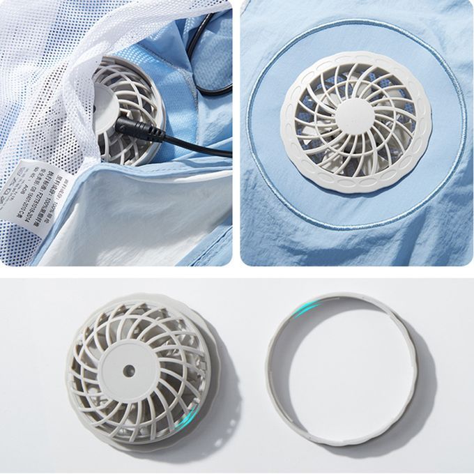 Wearable Fan Air Circulation USB Rechargeable Portable Light Gray XXL