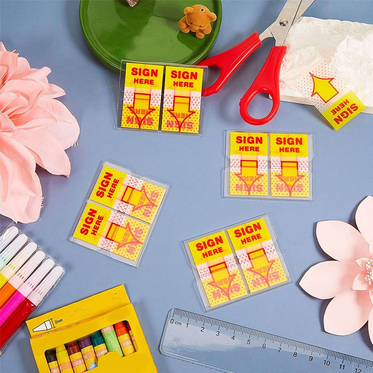 300PCS Sign Here Tabs Sign Here Sign Here Stickers Sign Here Flags with Dispenser Arrows Flag 1 Inch Yellow
