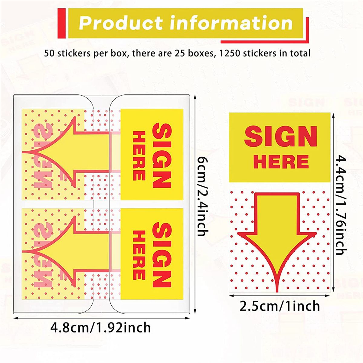 300PCS Sign Here Tabs Sign Here Sign Here Stickers Sign Here Flags with Dispenser Arrows Flag 1 Inch Yellow