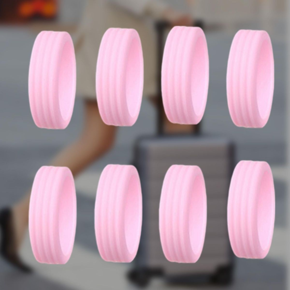 Colorful Luggage Covers Silent Silicone Wheel Covers Protect Enhance Pink