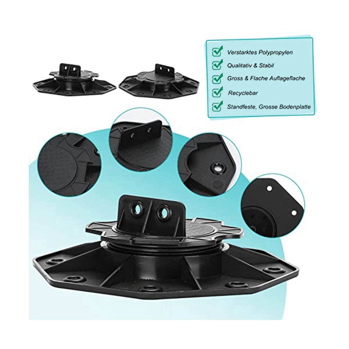18-30mm Adjustable Feet Deck Bearing for Deck Substructure WPC Ceramic  Concrete Floor Tiles High Load Capacity
