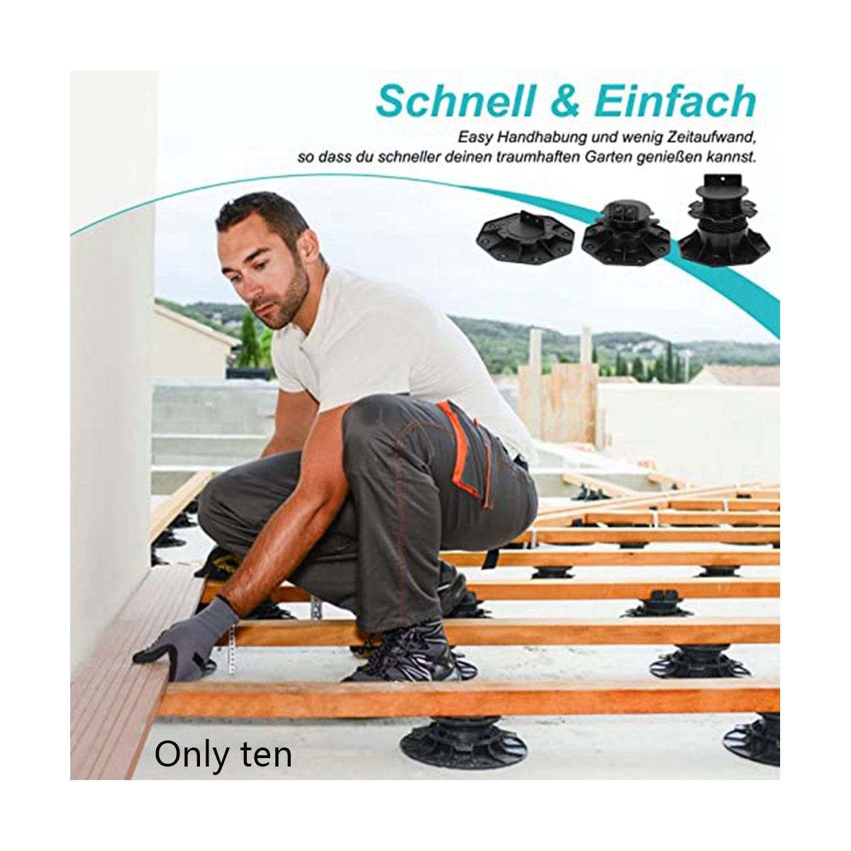 18-30mm Adjustable Feet Deck Bearing for Deck Substructure WPC Ceramic  Concrete Floor Tiles High Load Capacity