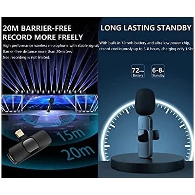 Wireless Microphone For iPhone & iPad - Plug And Play Wireless Lapel Mic - Auto-syncs