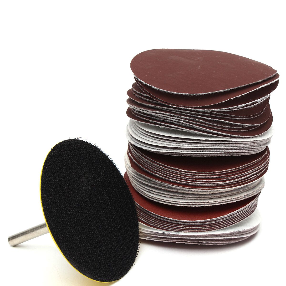 3Inch Abrasives Hook & Loop Sanding Pad 1/4" Shank + 60pcs Sand Paper Mixed Set