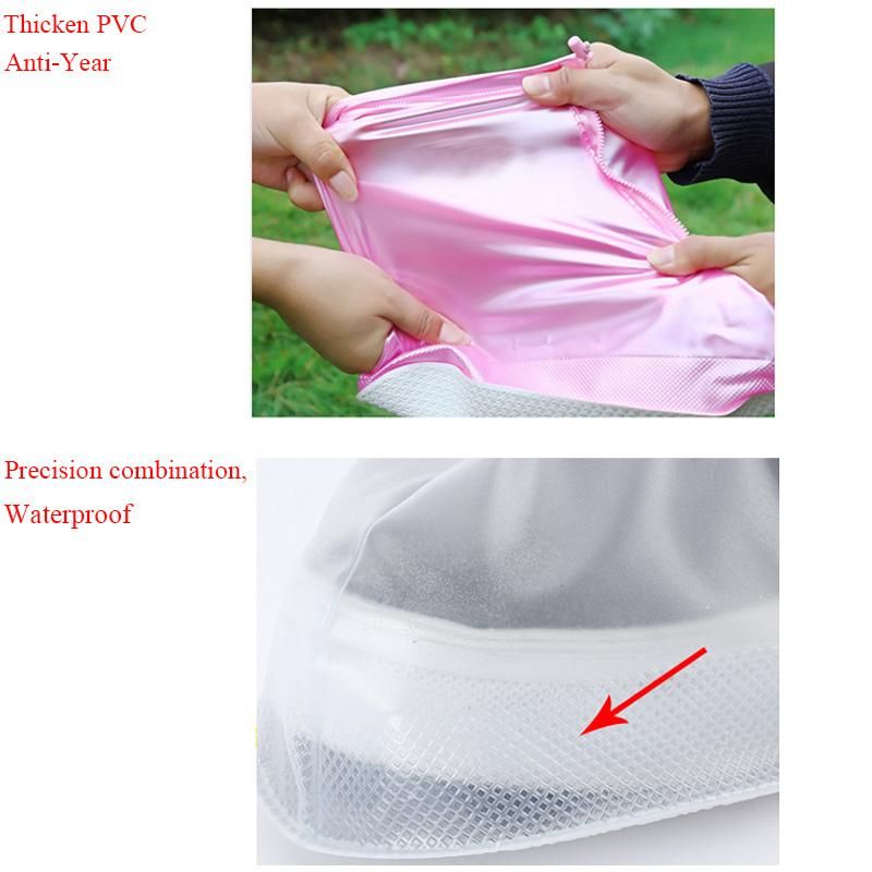 Cheap Pink Shoe Covers Waterproof PVC Women Reusable Shoe Covers Unisex Washable High Top Men Rainproof Boots Shoe Cover Zipper