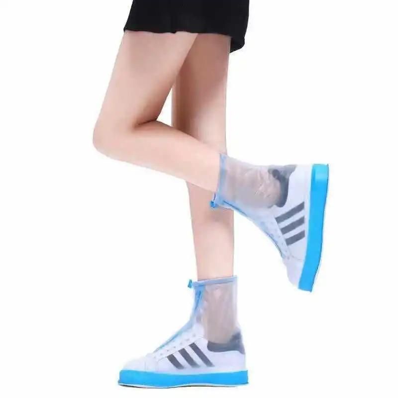 Cheap Pink Shoe Covers Waterproof PVC Women Reusable Shoe Covers Unisex Washable High Top Men Rainproof Boots Shoe Cover Zipper