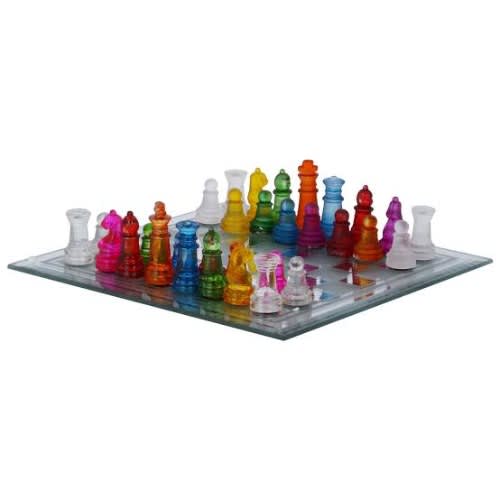 Glass Chess - Frosted & Clear Glass Chess Decorative Set