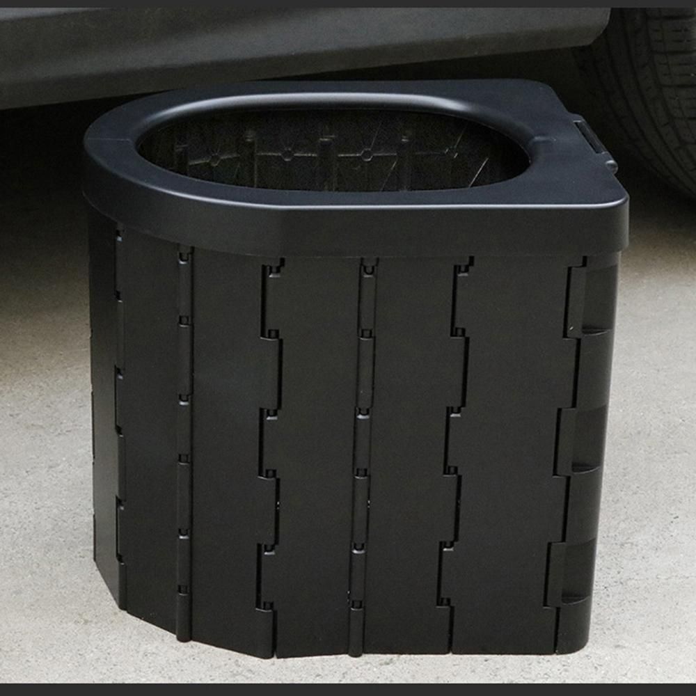 Portable Toilet Folding Commode Porta Potty Car Toilet Camping Toilet for Travel Bucket Toilet Seat Black