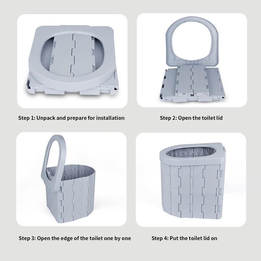Portable Toilet Folding Commode Porta Potty Car Toilet Camping Toilet for Travel Bucket Toilet Seat Black