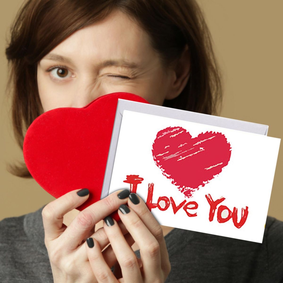 1 Set Greeting Card Love Heart Pattern Couple Girlfriend Invitation Blessing Card