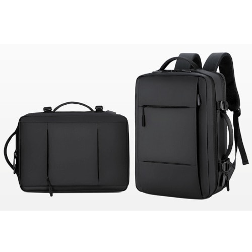 Men Large Capacity Expandable Backpack Usb Charging - Black