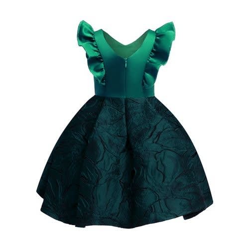 Shoulder Frills Jacquard Gown