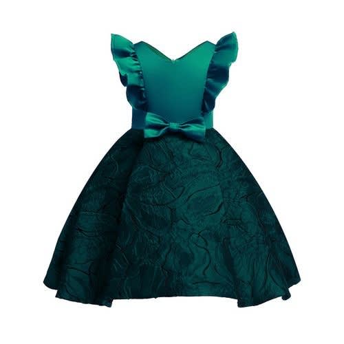 Shoulder Frills Jacquard Gown