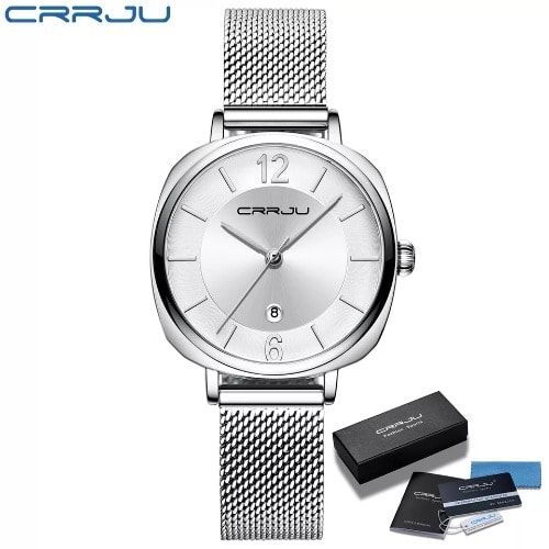 Crrju Women Wristwatch - Silver & White