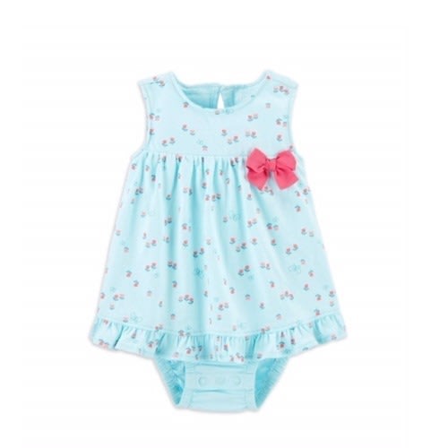 Child Of Mine Baby Girl Short Sleeve Sunsuit Dress- Ribbon